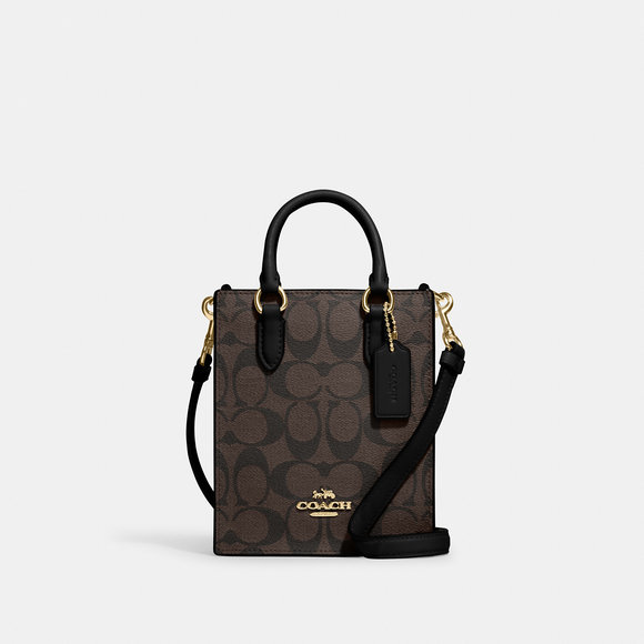NWT Coach Outlet North South Mini Tote In Signature Canvas - Picture 1 of 6